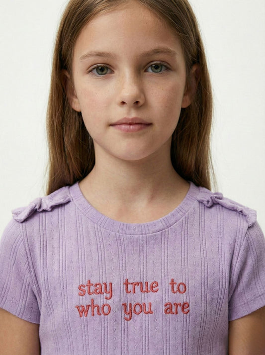 LC WAIKIKI Girls Embroided text Tee