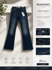 Fiona Women’s Flare Jeans – Dark Blue Denim