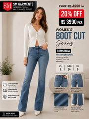 Bershka Women’s Blue Boot Cut Long Lenght Denim Jeans | Premium Fit – SM Garments