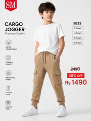 Kids Camel Brown Cargo Jogger Pants | Premium Quality – SM Garments
