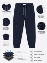 Boys' Dark Navy Blue Utility Sweatpants with Drawstring