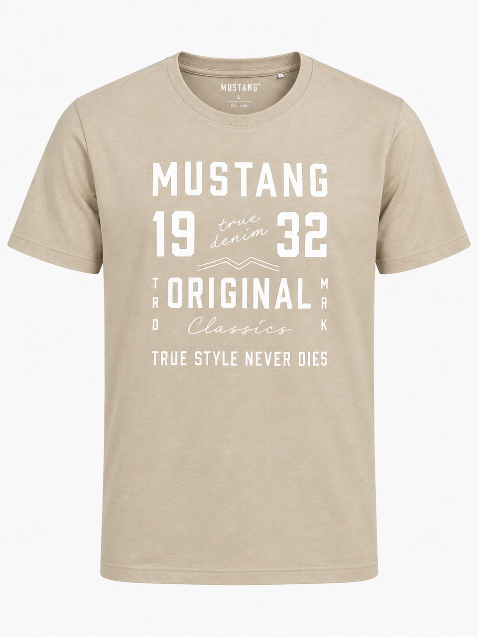Men's Imported Quality Vintage Graphic Print Crewneck T-Shirt – Neutral Khaki Beige