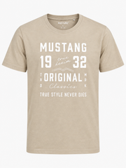Men's Imported Quality Vintage Graphic Print Crewneck T-Shirt – Neutral Khaki Beige