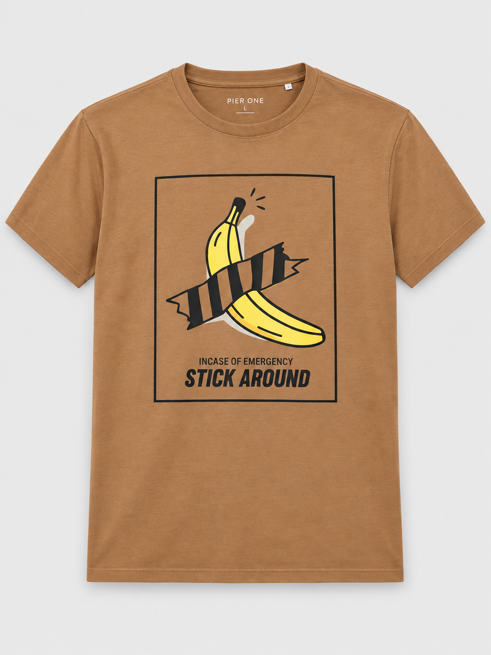 Men’s Imported Quality "In Case of Emergency" Graphic T-Shirt – Camel Brown