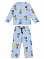 Reserved Boy Light Blue Elephant & Construction Print 2-Piece Set