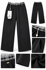 Women’s Imported Black Wide Leg Trousers | Elastic Waist Casual Pants