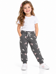 Girls Dark Grey Unicorn Print Jogger Pants | Kids Casual Sweatpants