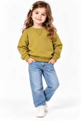 Girls Mustard Olive Crewneck Sweatshirt – 1.5-2 Years
