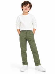 GUESS Boys Sage Olive Green Slim Fit Stretch Chino Pants| SM GARMENTS