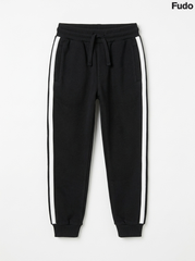Kids' Athletic Side-Stripe Joggers - Black & White