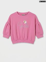 Lcwaikiki Girls Bubblegum Pink Smile Sequin & Glitter Graphic Crewneck Sweatshirt | SM GARMENTS