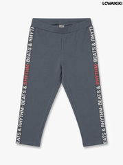 Lcwaikiki Girls Charcoal Grey Side Tape Typography Stretch Cotton Leggings| SM GARMENTS