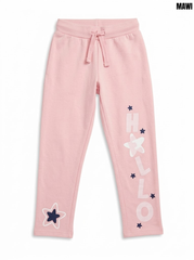 Mawi Girls Pink HELLO Graphic Casual Fleece Pants| SM GARMENTS