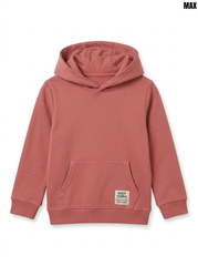 Max Girls Rose Dust Fleece Pullover Hoodie with KEEP GOING Pocket Patch| SM GARMENTS