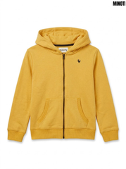 Minoti Boys Mustard Yellow Full-Zip Fleece Hoodie with Embroidered Stag Accent| SM GARMENTS