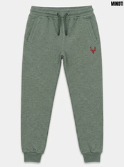 Minoti Boys Heather Green Deer Logo Casual Athletic Jogger Pants| SM GARMENTS