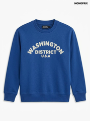 Boys' Washington Graphic Royal Blue Crewneck Sweatshirt