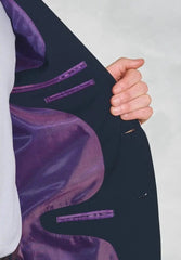 Mens The Classic Navy Blue Business Suit Blazer Long Length