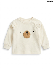 Pep&co Baby Boys Off-White Bear Face Plush Fleece Sweatshirt| SM GARMENTS