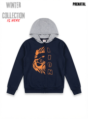 WINTER Boys' Navy Blue Lion Graphic Full-Zip Hoodie