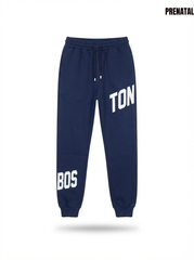 Boys' Navy Blue Letter Print Joggers – Casual Athletic Sweatpants