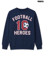 PRENATAL Boys Dark Navy Fleece Crewneck Sweatshirt with FOOTBALL HEROES 10 Graphic | SM GARMENTS