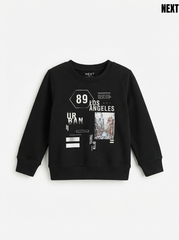 NXT BRAND IMPORTED BOYS Black "Los Angeles 89" Graphic Print Stylish Fleece Sweatshirt