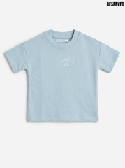 Reserved Boys Light Blue Minimalist Elephant Embroidered Short-Sleeve T-Shirt| SM GARMENTS