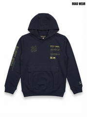 Boys' Stylish Navy Blue Graphic Hoodie with Pocket
