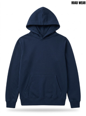 Road wear Boys Classic Dark Navy Solid Fleece Pullover Hoodie | SM GARMENTS