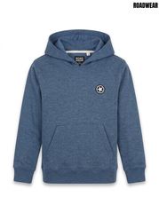 Road Wear Boys Heathered Denim Blue Fleece Pullover Hoodie with Star Patch| SM GARMENTS