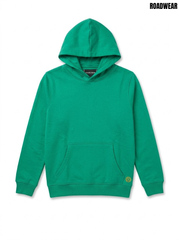 Road Wear Boys Vibrant Emerald Green Solid Fleece Pullover Hoodie| SM GARMENTS