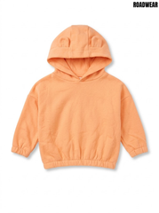 Roadwear Girls Soft Peach Orange Fleece Pullover Hoodie with 3D Bear Ears| SM GARMENTS