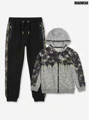Road wear Boys 2-Piece Camo Full-Zip Hoodie and Jogger Tracksuit Set| SM GARMENTS