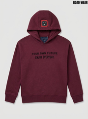 Roadwear Boys' Maroon Burgundy Fleece Pullover Hoodie with "YOUR OWN FUTURE" Graphic| SM GARMENTS