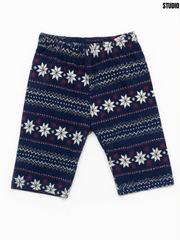 Girls Navy Blue Fair Isle Snowflake Print Stretch Cotton SHORTS| SM GARMENTS
