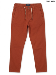 Teddy Smith Boys Terracotta Rust Orange Stretch Twill Drawstring Chino Trousers| SM GARMENTS