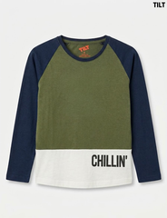 Tilt Boys Olive Green & Navy Colorblock Raglan CHILLIN Long-Sleeve T-Shirt| SM GARMENTS
