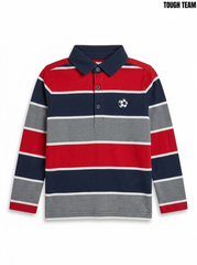 C&A Boys Striped Long-Sleeve Rugby Polo Shirt with Soccer Embroidery | SM GARMENTS