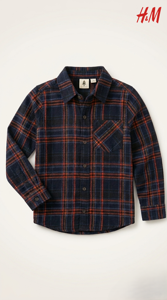H&M L.O.G.G Girls Winter checkered Shirt With Logo