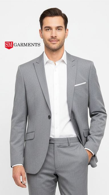 مینز لائٹ گرے پریمیم بلیزر باقاعدہ لمبائی