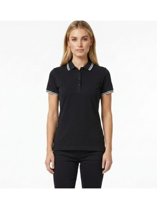 ELEVATE Women's Amarago Piping Polo - Solid Black