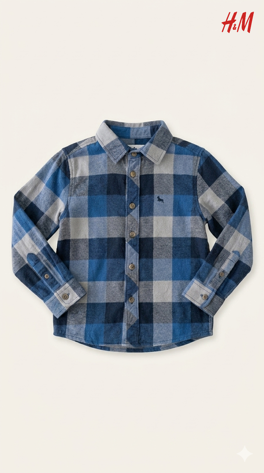 H&M L.O.G.G Boys Checkered Shirt With Logo