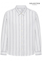 Selected White Striped Linen Shirt