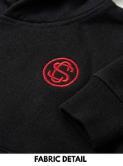 Boys BRANDED ' Black Pullover Hoodie with Red Chest Emblem