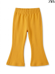 Girls Branded Mustard Yellow Casual Flared Leggings| SM GARMENTS