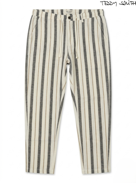 Teddy Smith Linen Blend Striped Trousers