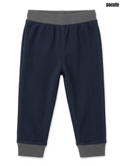 Socute Boys' Navy Blue & Grey Contrast Ribbed Fleece Jogger Pants