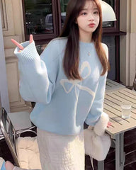 Ribbon Bowknot Oversized Pullover