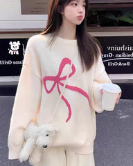 Ribbon Bowknot Oversized Pullover